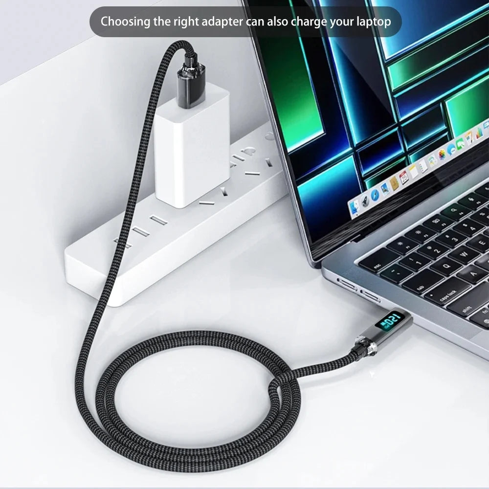 120W Digital Display USB Type C Fast Charging Wire Nylon Braided Dual USB-C Data Cable PD Quick Charge for IPhone 16 Pro Samsung Qme