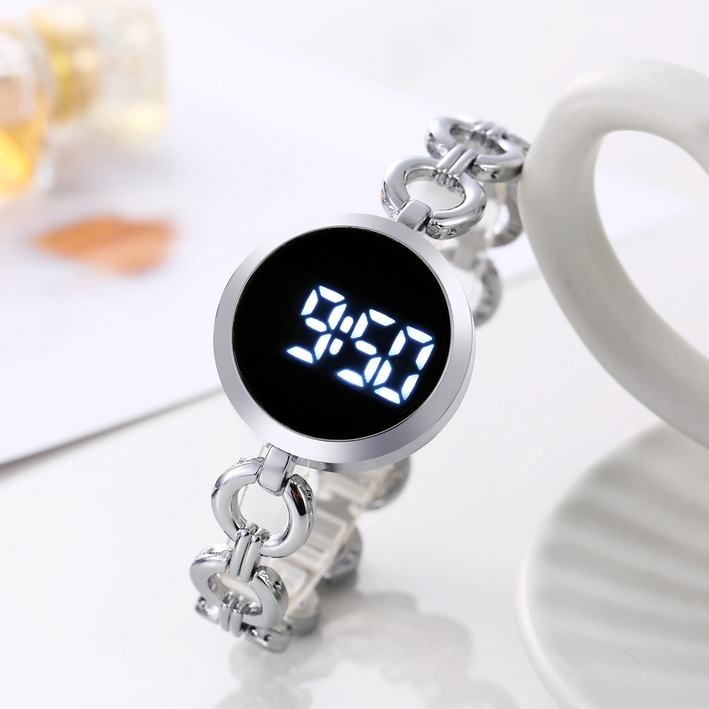 Fashion Chain Watch Women's Steel Belt Student Bracelet LED Electronic Women's Touch Watch Qme