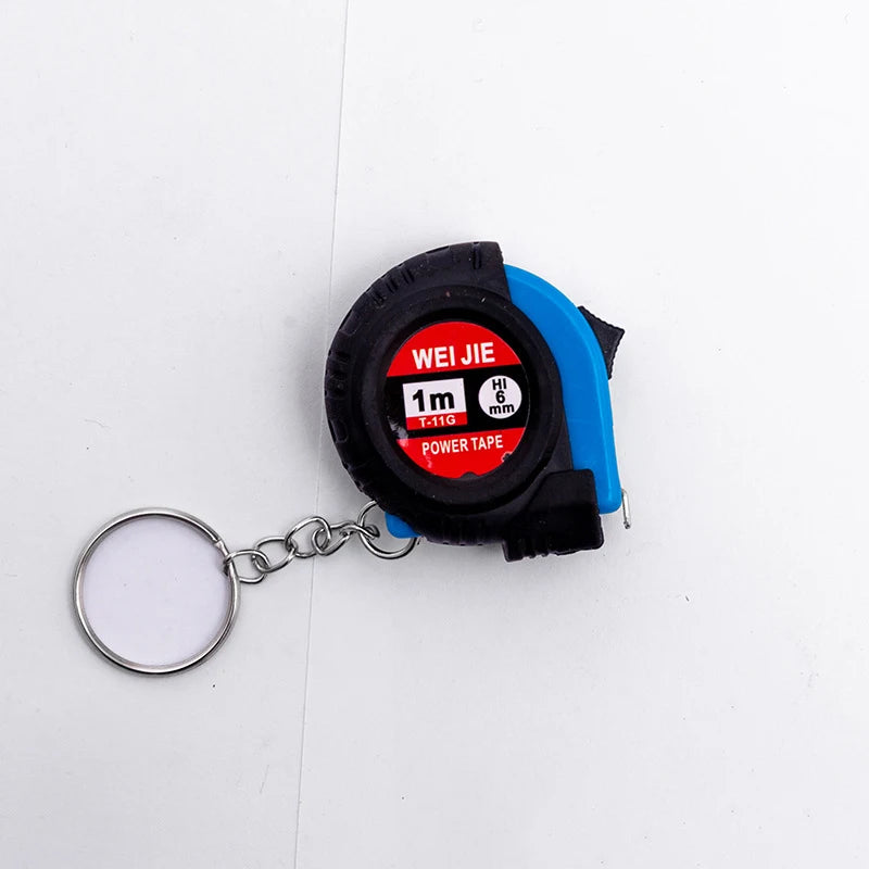 Mini Power Tape Measure Keychain Universal Pull Ruler Metric Tape Measure Retractable 1m Measuring Tape Meter Inch Tailor Tool Qme Blue