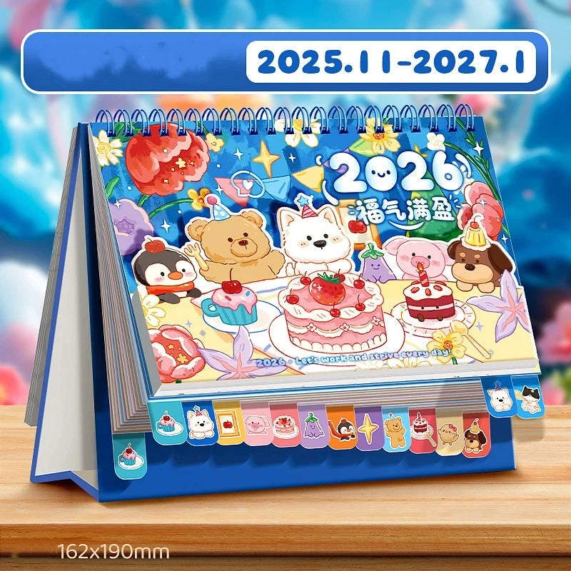2026 Desk Calendar Multifunctional 3D Rotating Desktop Cartoon Horse Qme A4