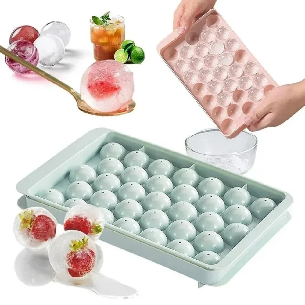 Round Ice Cube Mold Homemade Ice Cube Mold Freezer Ice Ball Maker Mold Ice Cube Maker Tool with Lid Kitchen Tools Accessories Qme