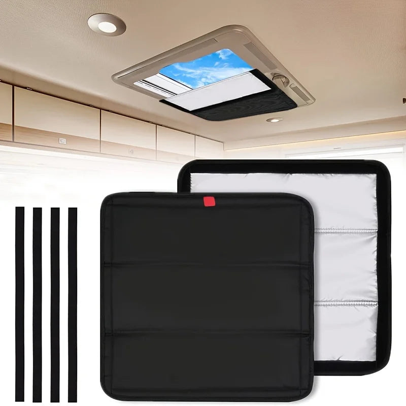Foldable sunshade curtains suitable for RV sunroofs, used to lower the roof temperature.It features a reflective sunshade design Qme