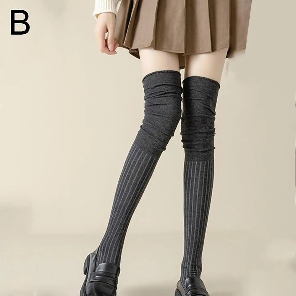 Winter Warm Long Socks Tube Thick High Tube Over Knee Knee-Length Hosiery Socks Terry Solid Color Women Thicken Calf Socking Qme B One Size