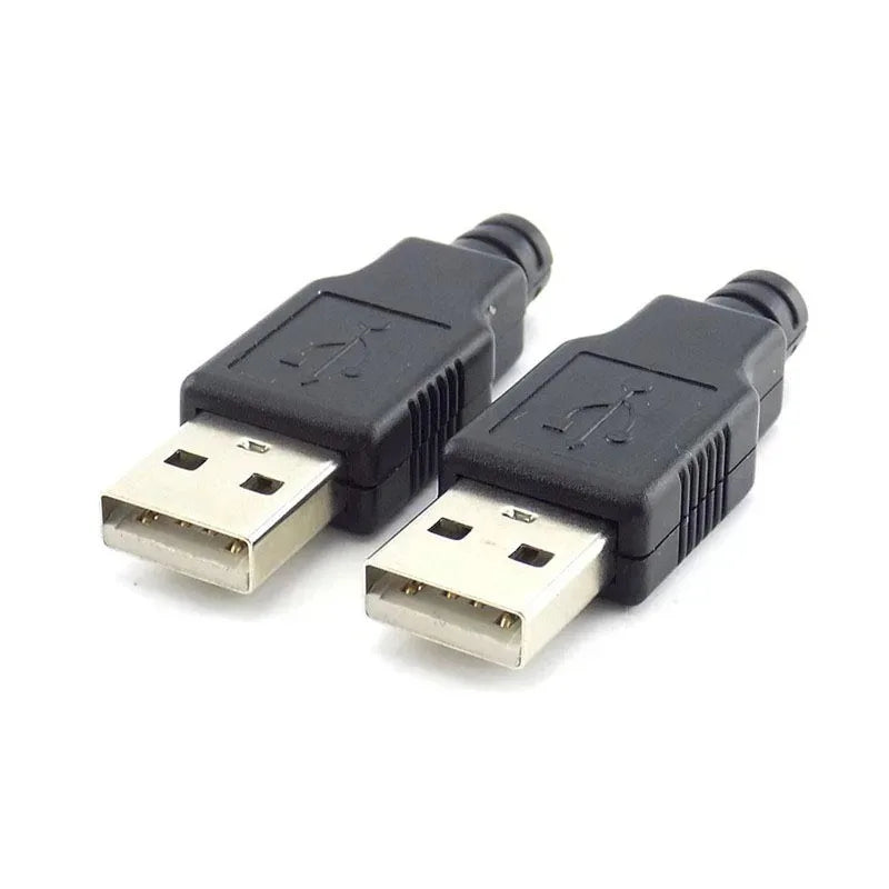 50pcs 4 Pin USB 2.0 Type A Male Socket plug Connector adapter With Black Plastic Cover Solder Type DIY Connector L19 Qme