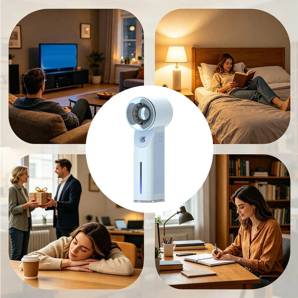Misting Fan Portable Cooling Rechargeable 30ml Water Tank Battery Powered Mister Fan for Travel Camping Hiking Fishing Summer Qme