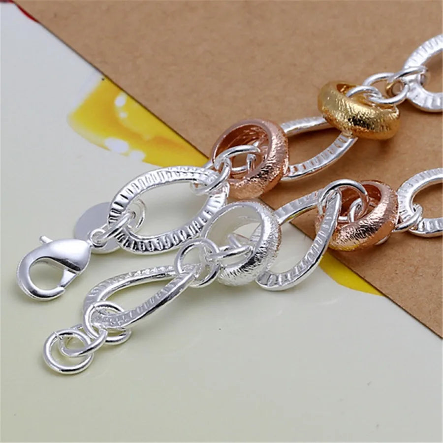 925 Sterling Silver 8-inch Heart-Shaped Clover Flower Bracelet, a Fashion Jewelry Gift for Women's Weddings Qme