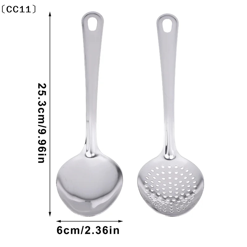 Stainless Steel Soup Spoon Colander Ladle Filter Strainer Food Qme