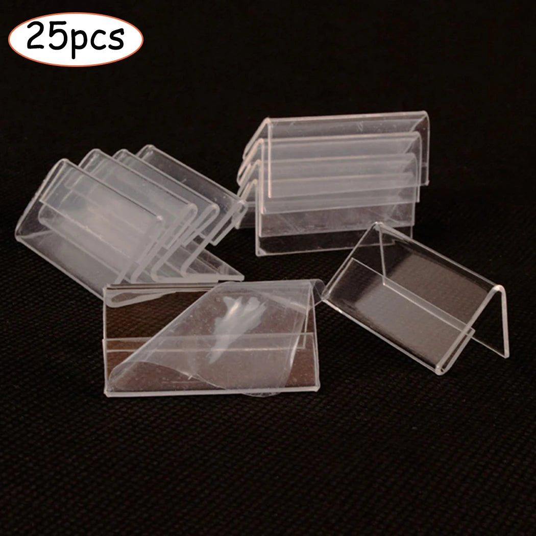 25Pcs/set Mini Sign Display Holder Price Card Tag Label Counter Top Stand Price Tag Bracket Poster Racks Decoration 20x40mm Qme Default Title