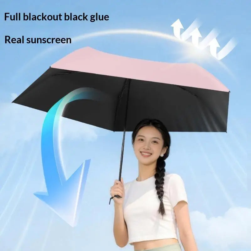 2 In 1 Sun Protection Ultra Light Pencil Umbrella Portable Folding UV Block Travel Umbrella Mini Pocket Rain Umbrella For Women Qme