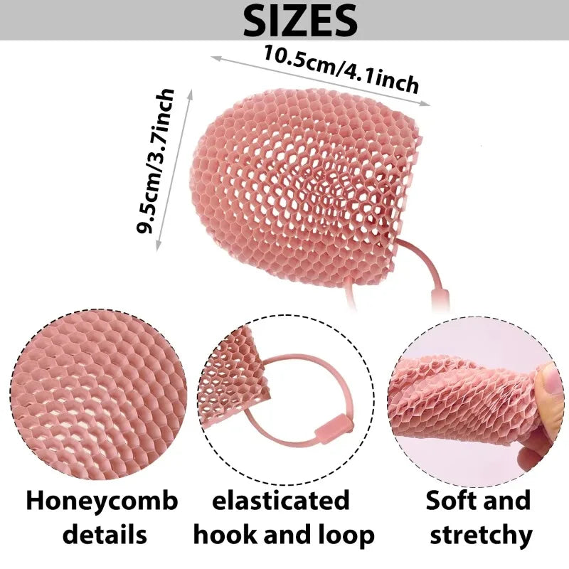 Honeycomb Exfoliating Shower Finger Caps Body Scrub Cleansing Bath Qme Pink