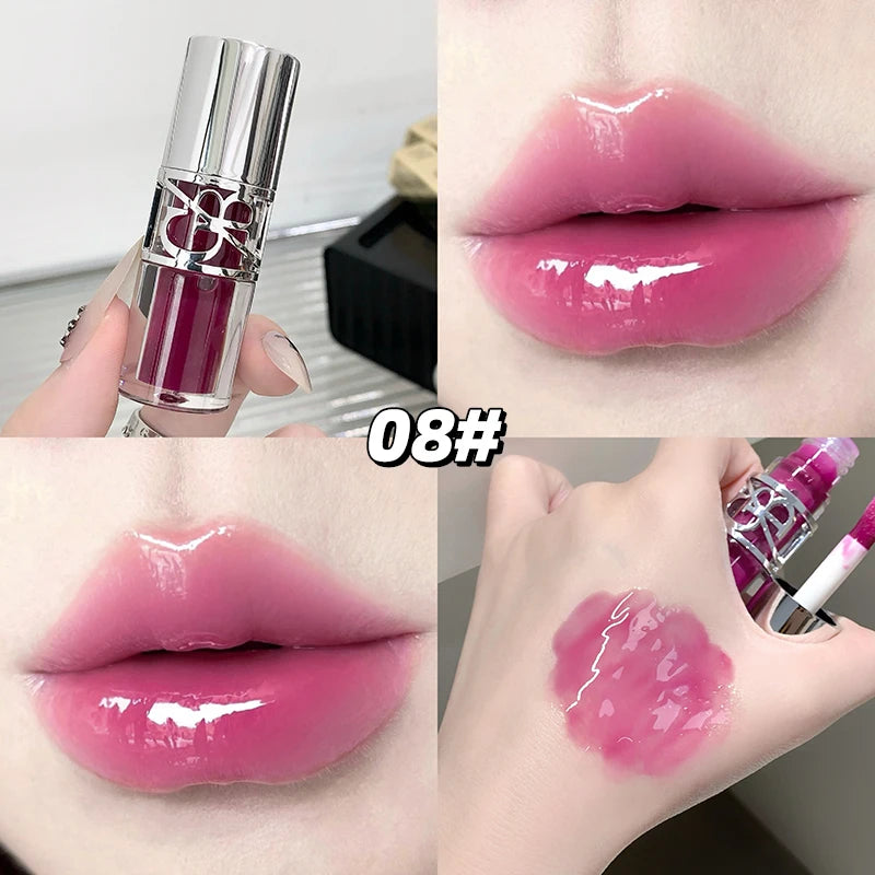 Gege Bear Glittering Mirror Lip Glaze, Watery Shimmering Light Lip Gloss Makeup 8 Colors, Hydrating Moisturizing, Long Lasting Qme GX1390-8