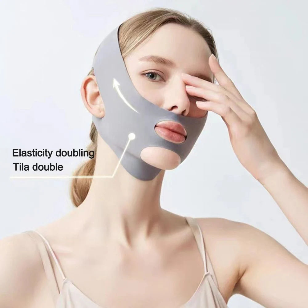 1pc V-Shape Face Sculpting Sleep Mask Breathable Elastic Lifting Tightening Mask Skin Care Slimming Strap Chin Up Mask Woman Qme