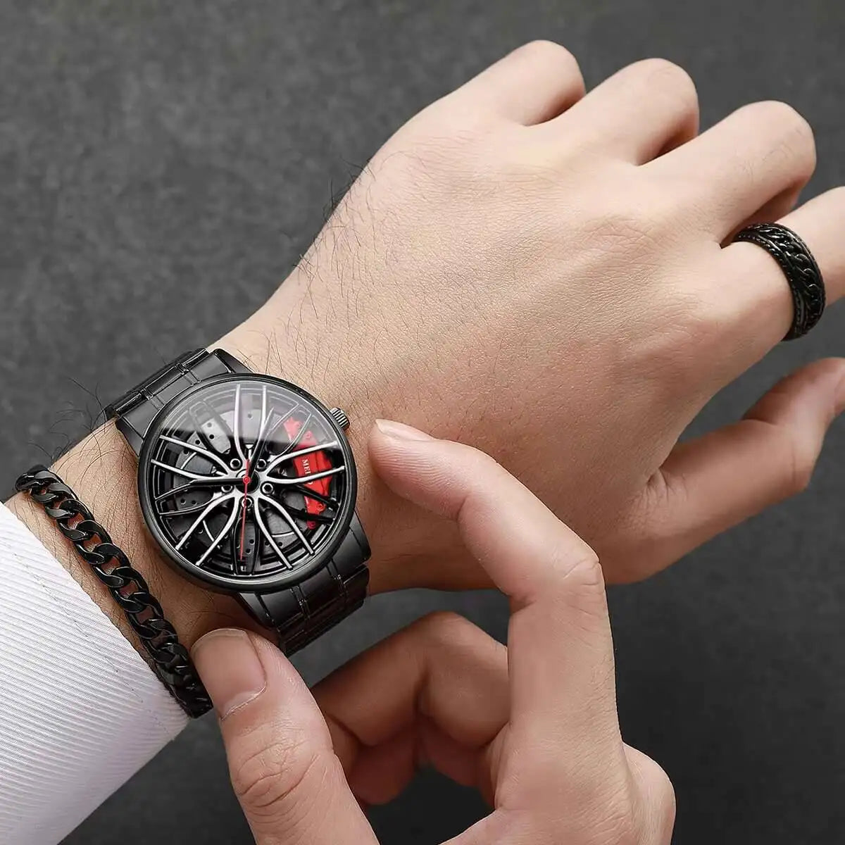 Trendy brand sports car wheel clamp design, trendy student watch, 3D racing elements Qme