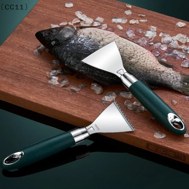 CC11Fish Skin Peeler Stainless Steel Fish Scale Scraper Non-slip ABS Qme