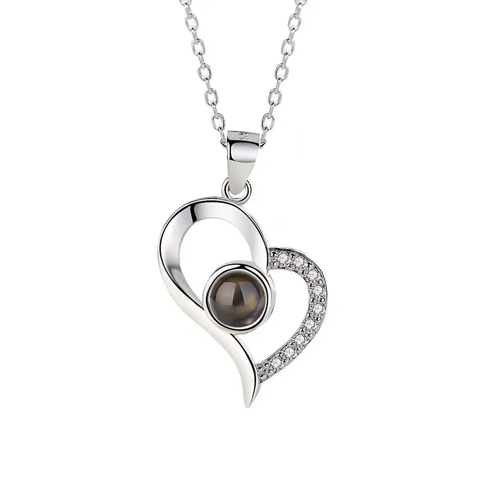 Simple Cutout Heart Collar Necklace Chic Love Designed Neck Pendant Qme Silver