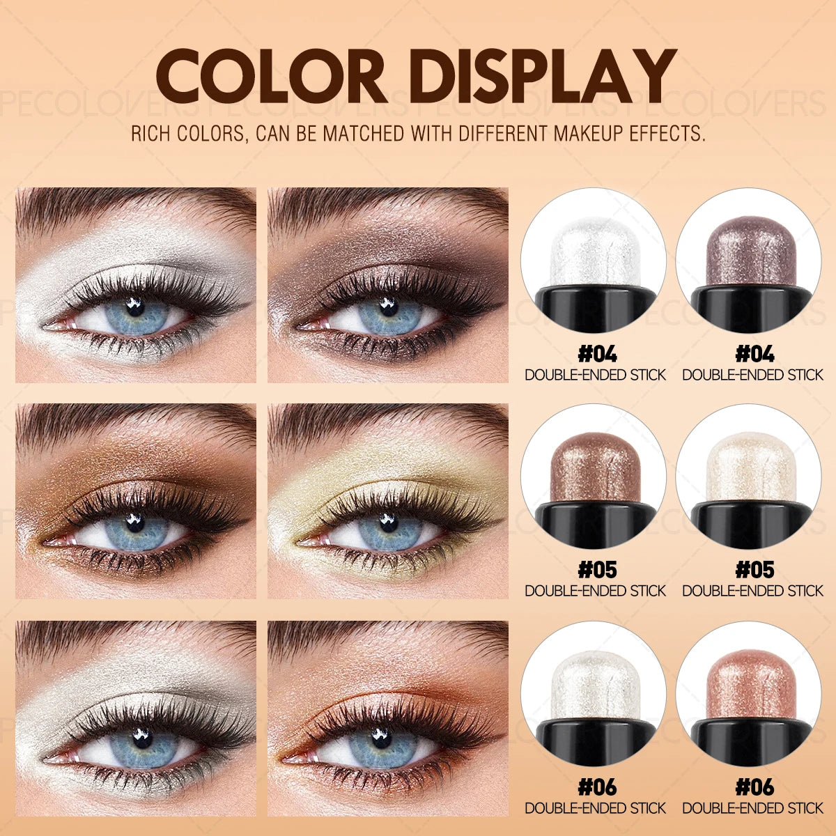 Double-ended Eyeshadow Stick Eye Highlighter Two-color Application Qme