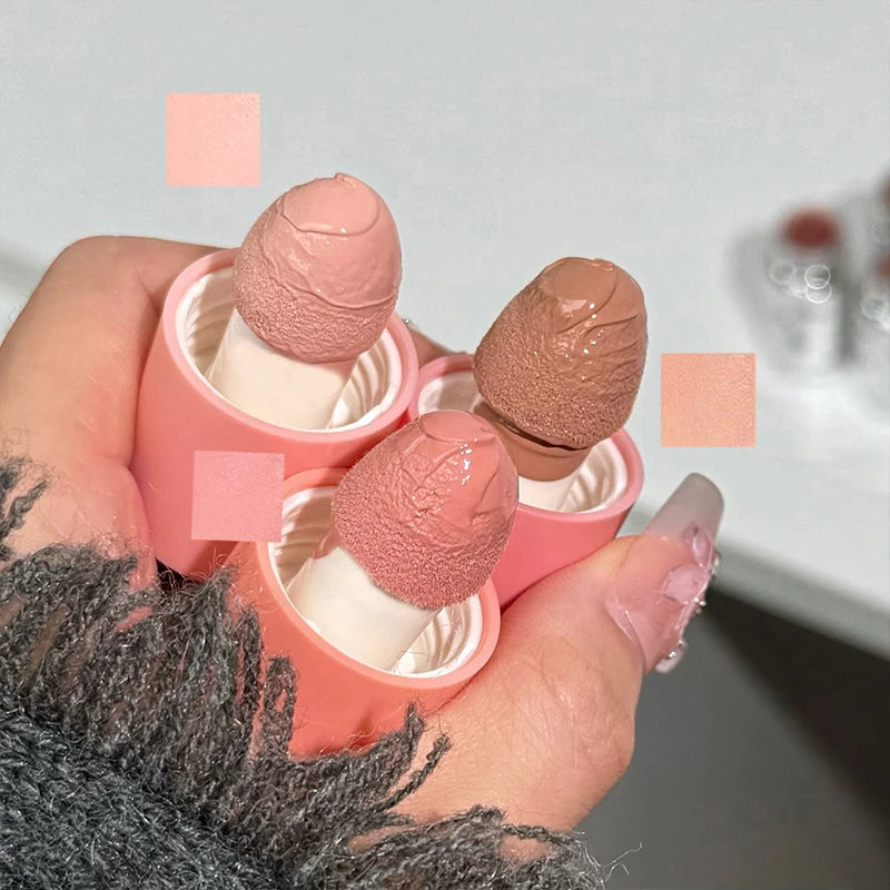 QIBEST New Velvet Matte Liquid Blusher Sponge Head Rendering Moisturizing Long-lasting Beauty Natural Cheek Face Blush Makeup Qme
