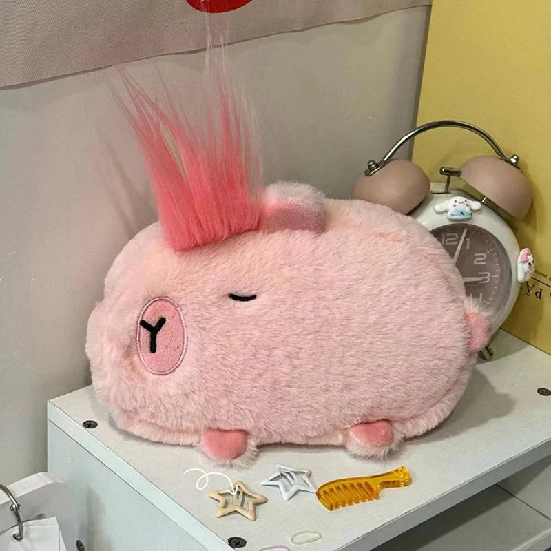 Kawaii Cartoon Creative Pencil Bag Student Capybara Plush Stationery Qme