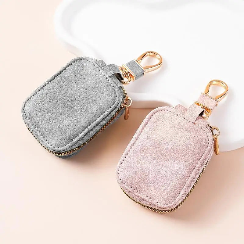 Soft Suede Car Key Protective Case Smooth Zipper Sturdy Metal Qme
