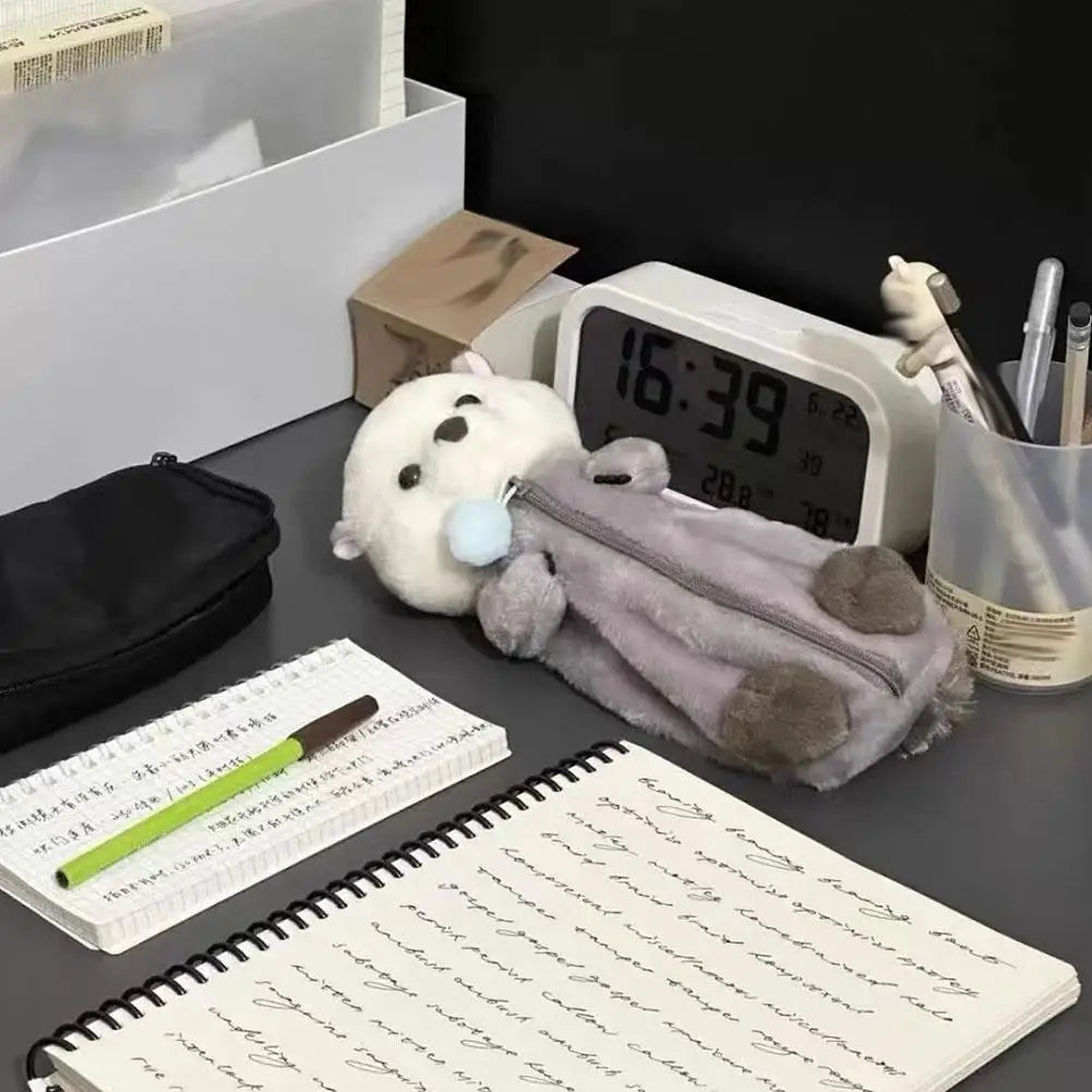 Cute Plush Shark Pencil Case Student Stationery School Supplies Kawaii Doll Back To School Storage Bag Pen Bag Stationery Qme