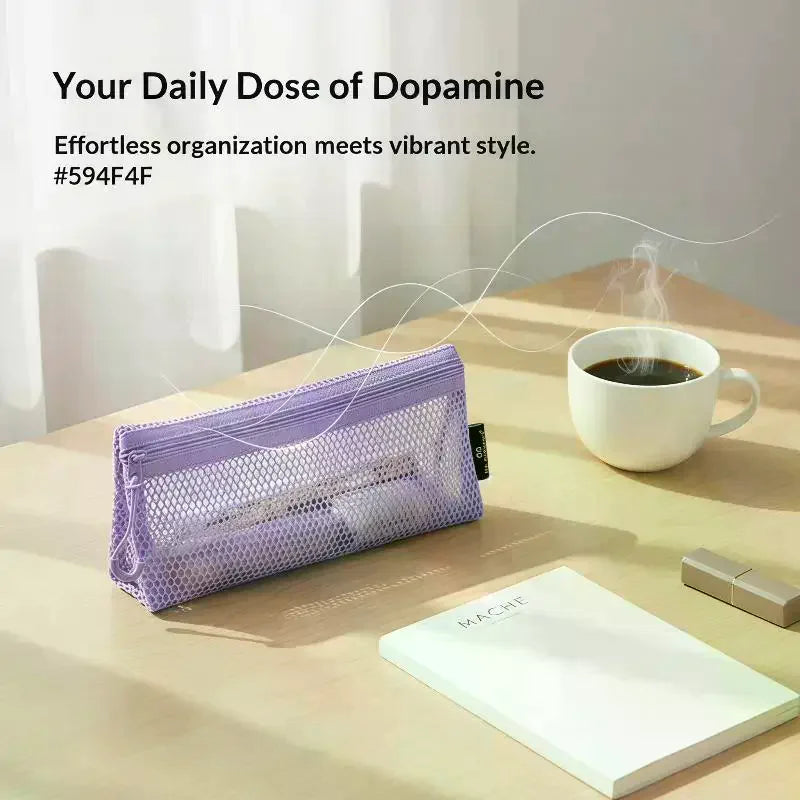 Breathable Mesh Zipper Storage Pouch Visible Large Capacity For Stationery Cosmetics Cables Travel Qme