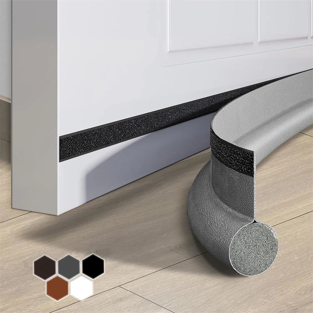 1-4pcs Flexible Door Seal Strip Soundproof Windproof Cuttable Anti-cold Washable Door Gap Weatherstrip Self Adhesive Strip Qme Single grey 1pc