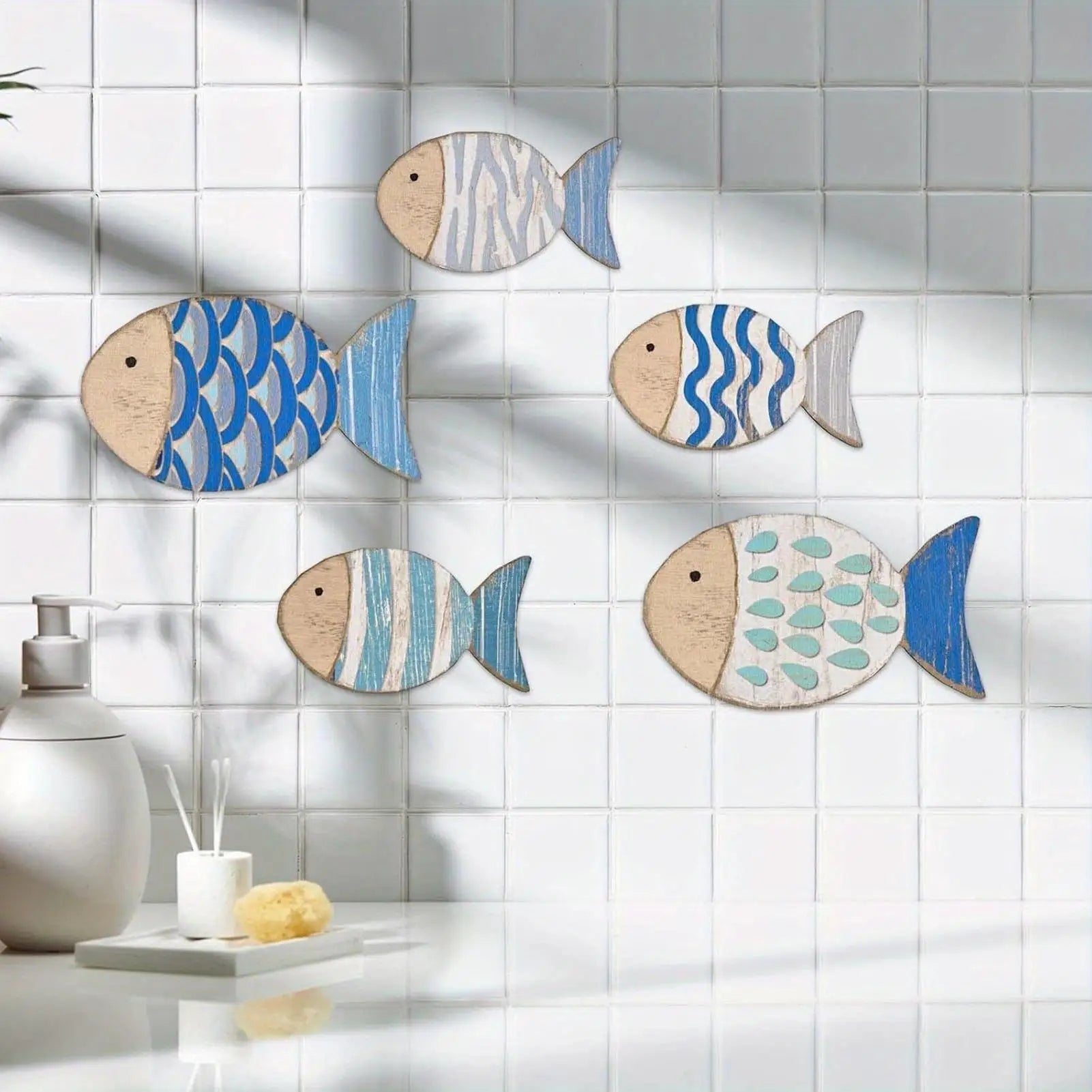 Fish Decorations Wall Wood Decor Tropical Series Ornament Rustic Qme