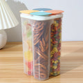 1PC Four Grains And Grains Transparent Storage Crisper Kitchen Supplies Moisture-Proof Sealed Compartmented Open Lid Jar Qme Dark Large