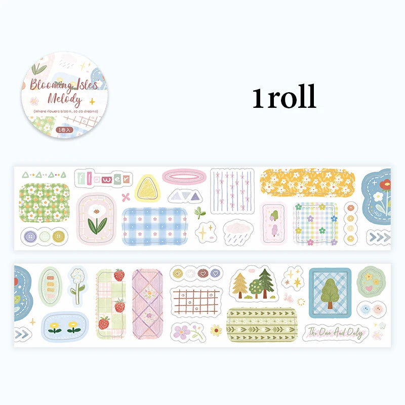 Fresh & Healing Washi Tape, High-Value Stationery & Unique Gift, Ideal for Journal Borders & Background Decor Qme A