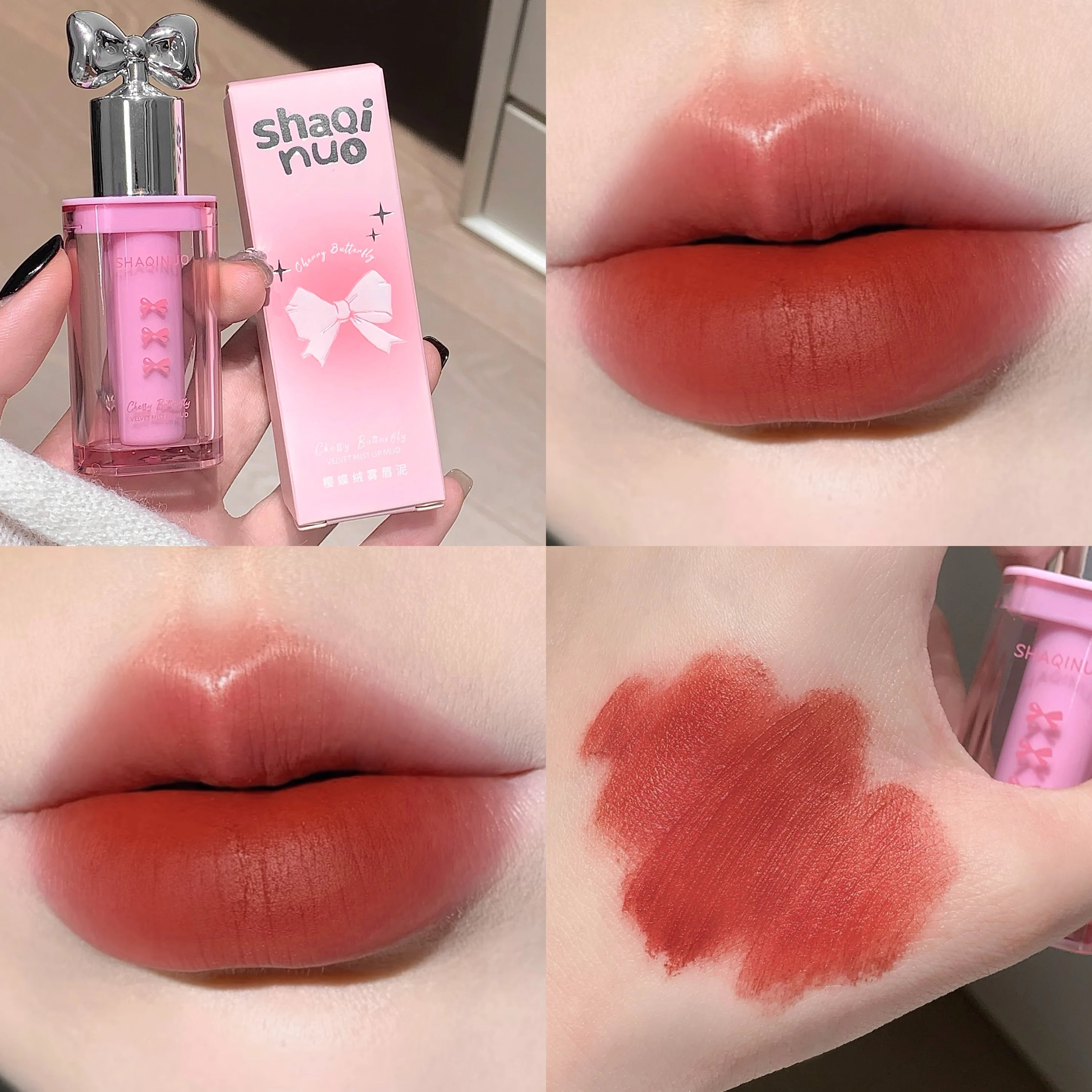 SHAQINUO Matte Velvet Lip Mud Cute Bow Cream Waterproof Clay Qme S9113-05
