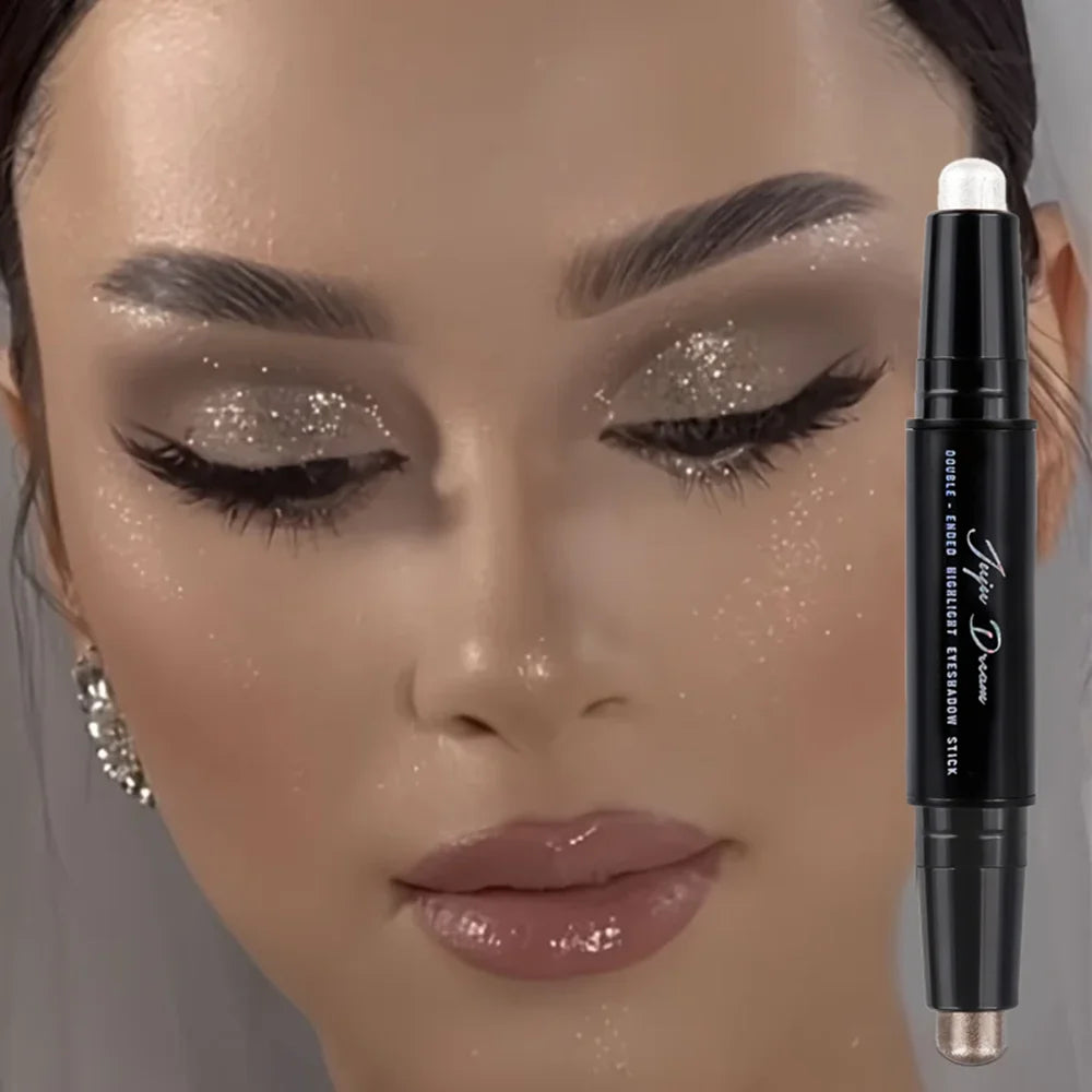Dual-ended Eyeshadow Stick Matte Shimmer Waterproof Long-lasting Qme