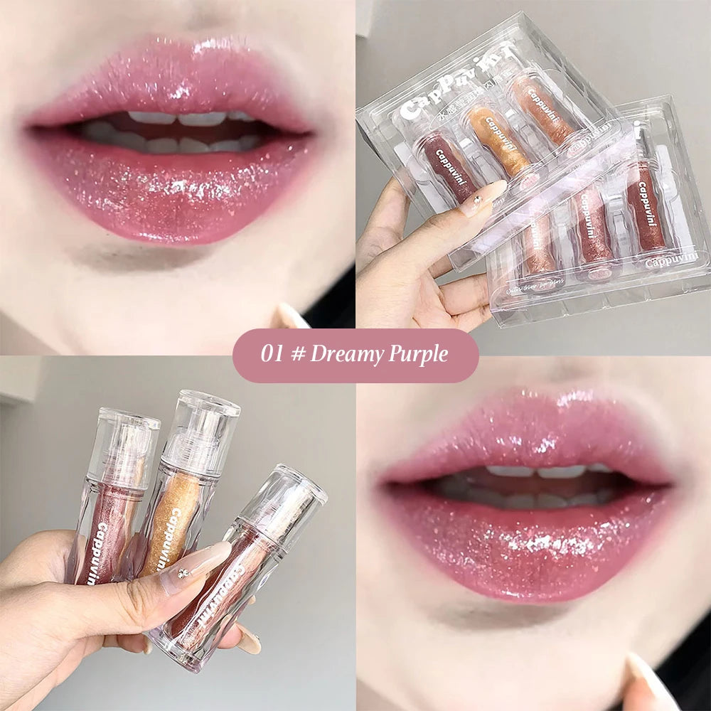 Moisturizing Glitter Lip Gloss-6 Colors Gloss Glossy Non-sticky Makeup Qme 01 Dream Purple