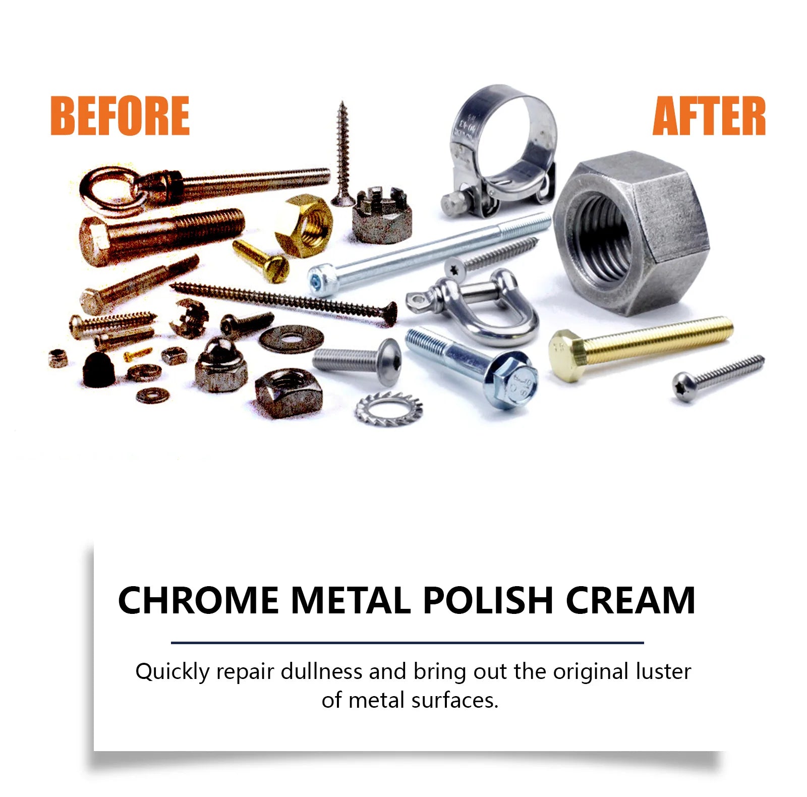 JUE FISH Chrome Metal Polish Set Cream Quick Polishing to Restore Gloss Prevent Oxidation and Form Protection. Qme