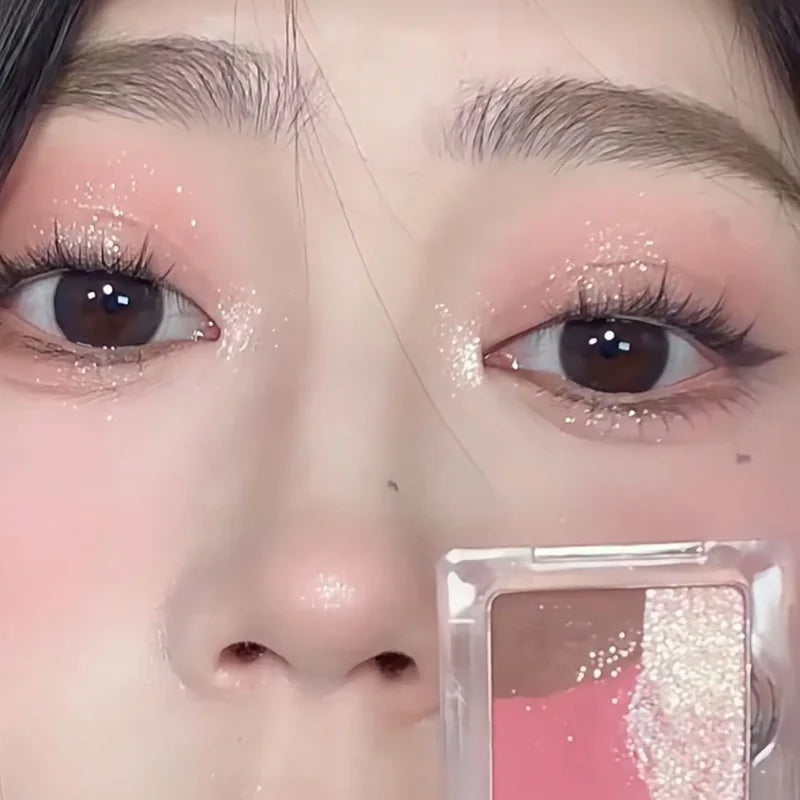 Mini 3-Color Earth Brown Eyeshadow Palette Pearly Matte Grey Glitter Eye Shadow Shiny Shimmer Eye Pigment High Gloss Makeup Qme