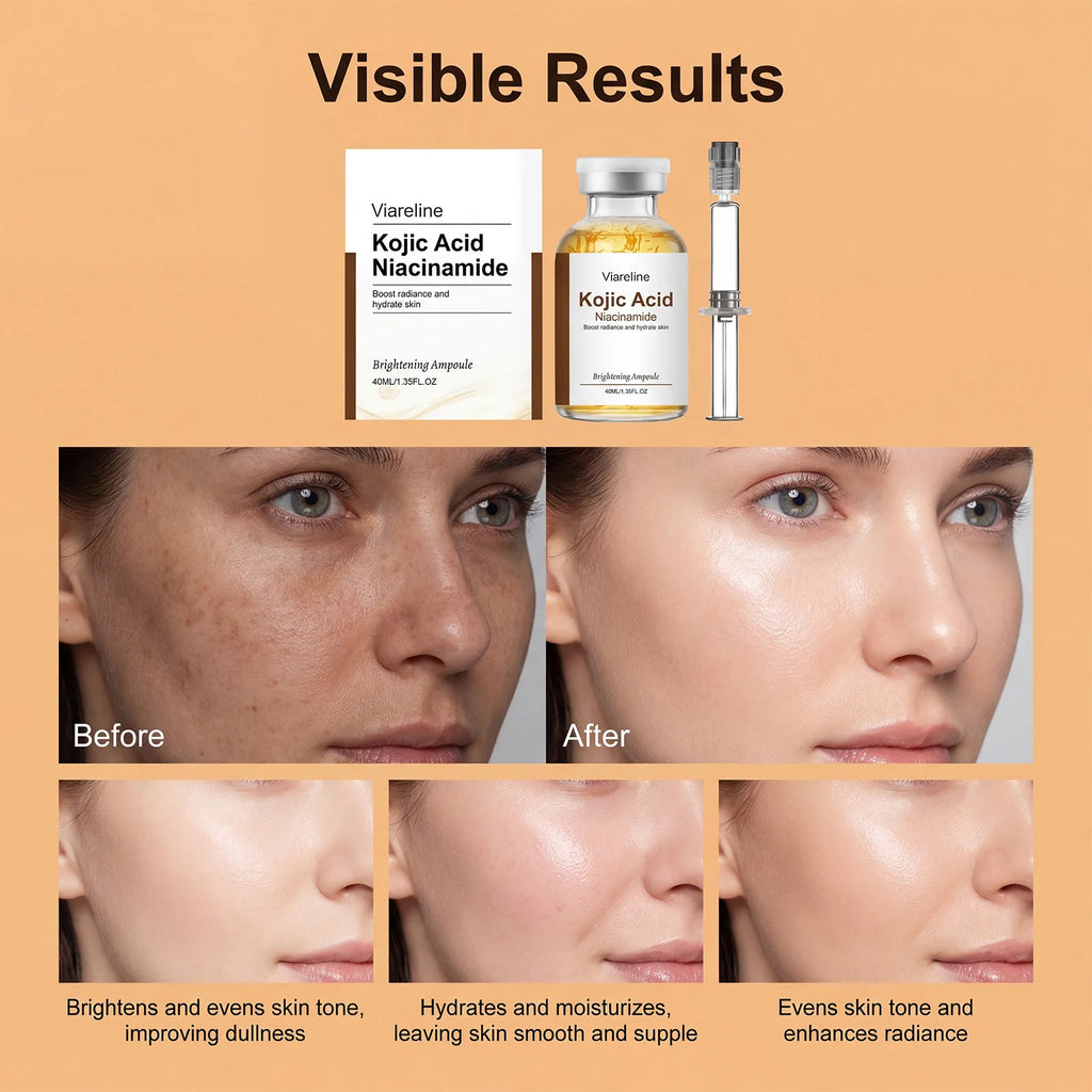 Niacinamide Brightening Ampoule Serum Face Hydrating Even Tone Nourishing Brightening Essence Kojic Acid Dark Spot Corrector Qme