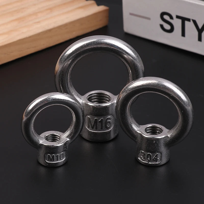 304 Stainless Steel Japanese Eye Nuts M6 M8 M10 M12 M16 Lifting Rings Marine-Grade Hardware Rigging Hoisting Industrial Qme