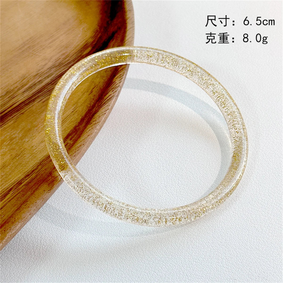 Colorful Fine Acrylic Resin Geometric Round Thin Bracelet Vintage Transparent Shiny Geometry Round Bangle For Women Jewelry Girl Qme jin xishan 65mm