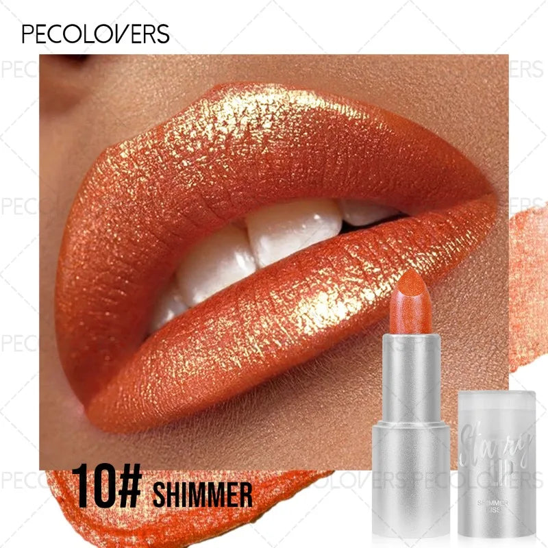 Glitter Lipstick Shiny Charming Lips Waterproof Sweatproof Suitable Qme 10