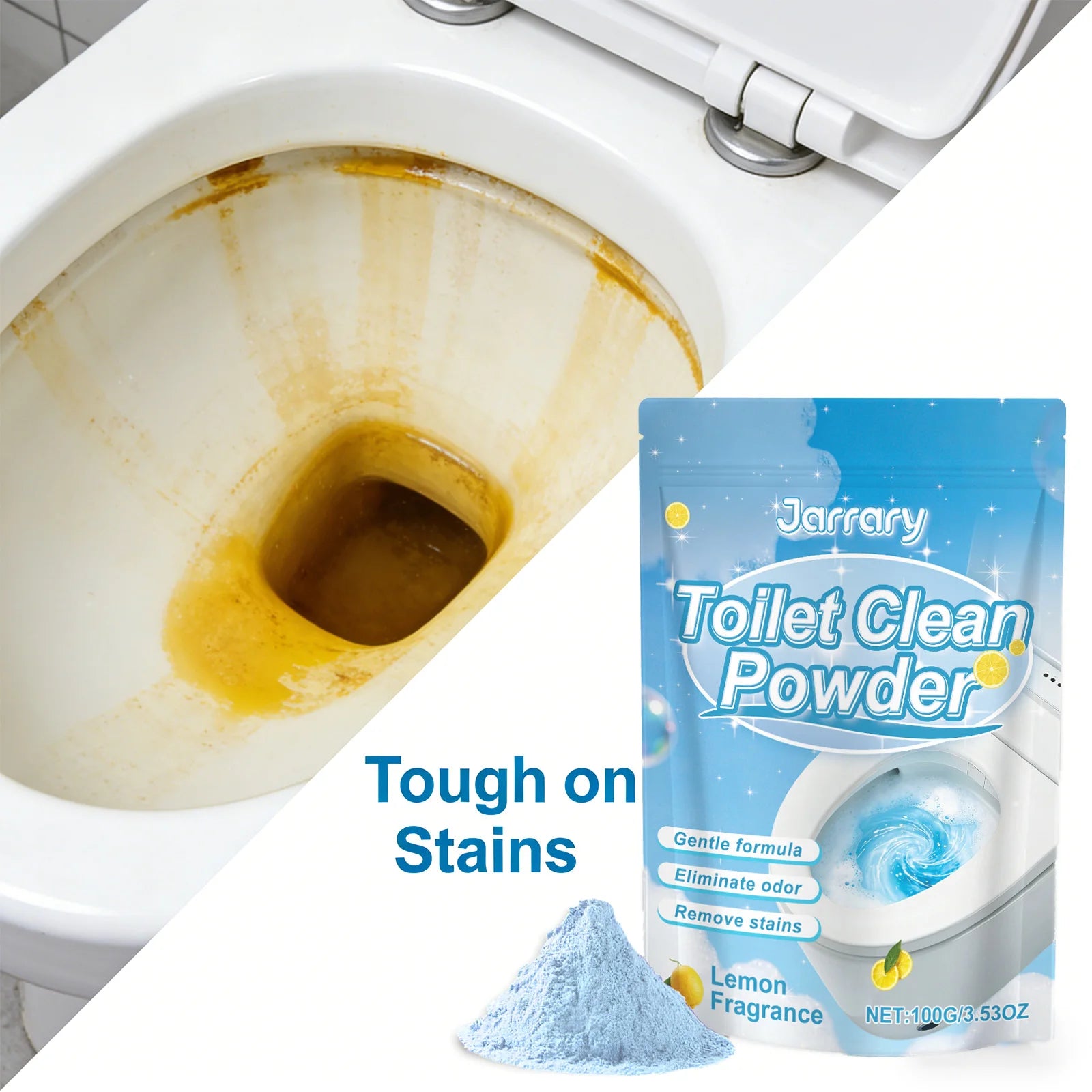 Toilet Cleaning Powder Gentle Formula Removing Stains & Urinary Scale Eliminate Odors Lemon Fragrance Household Toilet Cleaner Qme