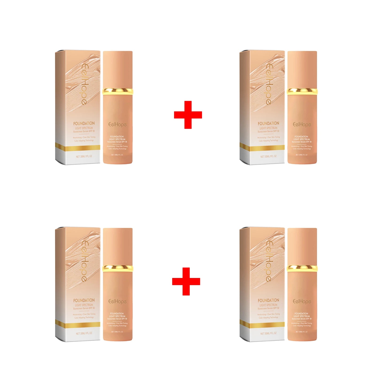 Foundation Cream Boosted Skin Tint Full Coverage Acne Dark Eye Circle Qme 4 x 30ml Boxed
