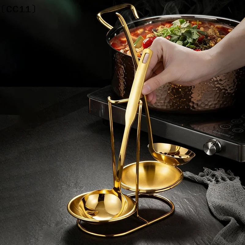 Single Double Ladle Vertical Spoon Utensil Rack Soup Rest Stand Qme