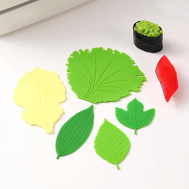 1Set Leaf Bento Dish Cup Lunch Separator Sushi Rice Ball Mat DIY Decor Accessories. Qme