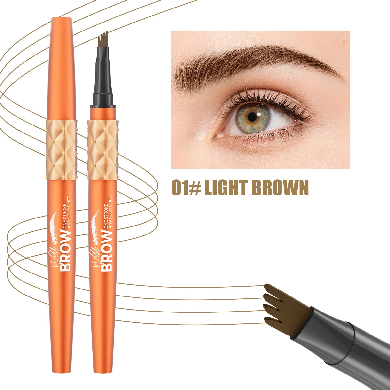 1PC 4 Split Head Eyebrow Tattoo Pen Waterproof Sweatproof Long Lasting Liquid Eyebrow Pen Natural Wild Brow Makeup Qme 9716-1