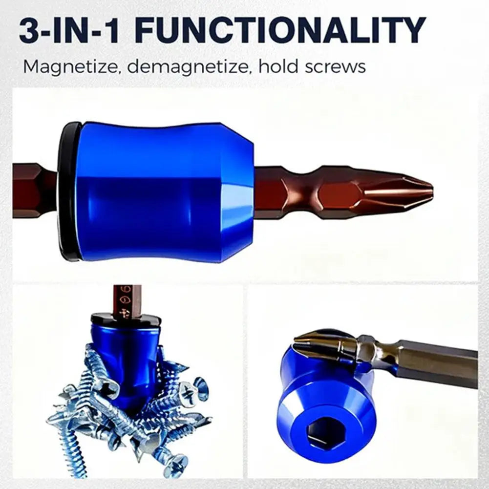 3-in-1 Screwdriver Head Magnetic Ring,Strong Magnetic Screw Ring,6.35 mm Magnetic Screw Ring Bit for Hex Screwdriver Qme