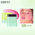 QIBEST 3 Colors Jelly Blush Stick Lip Balm Eyes 3-in-1 Multi-Use Matte Blush Moisturize Brighten Lipstick Watercolor Cosmetics Qme 03
