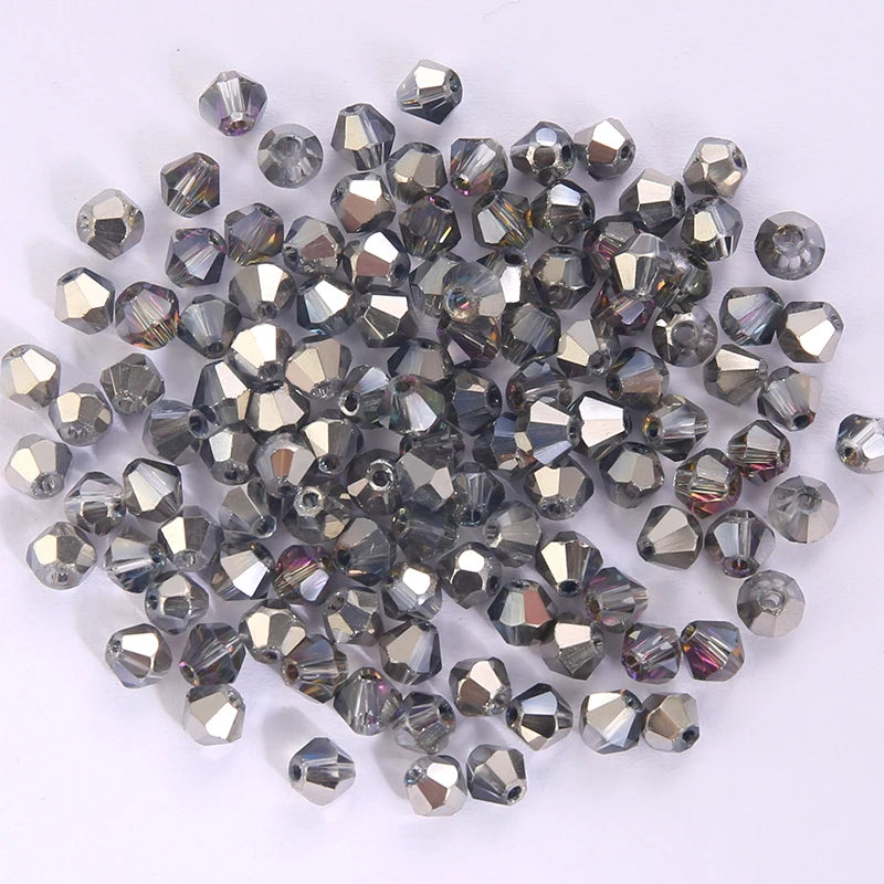 100Pcs 4MM Glass Beads Bicone Shaped Beads Faceted Crystal Beads for Jewelry Making Bracelet Necklace Earrings DIY Beading Qme 19 4MM-100PCS