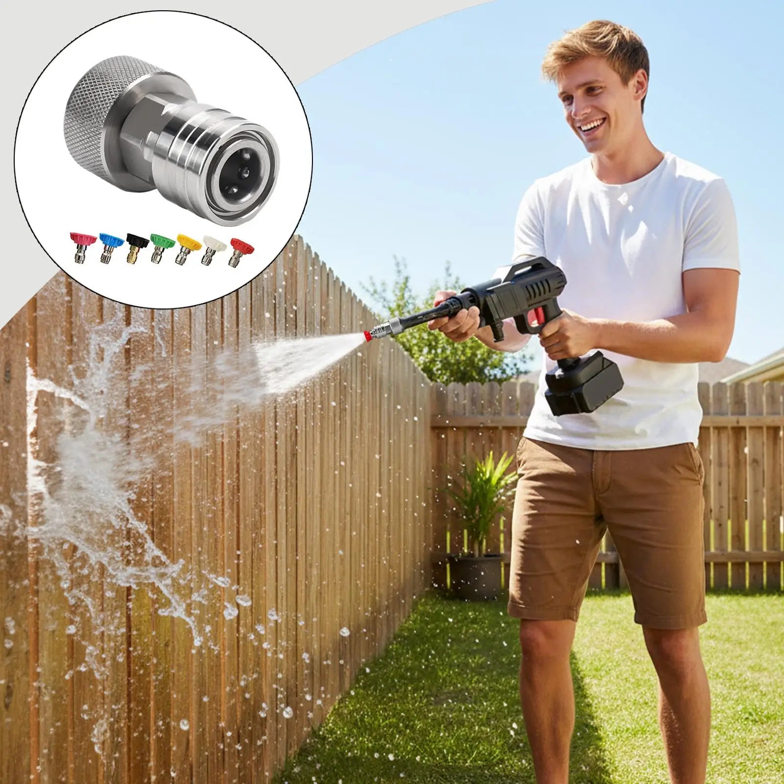 Pressure Nozzle 7-In-1 Adjustable Heavy Duty Cleaning Too Adapter Qme CN