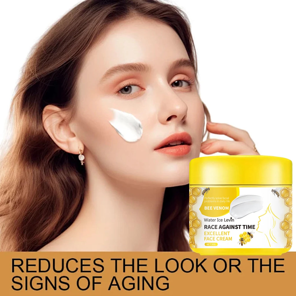 Face Cream with Bee Venom & Niacinamide - Hydrating & Firming Formula with Collagen & Salicylic Acid for All Skin Types Qme