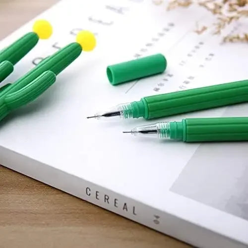 12pcs Cactus Shaped Ballpoint Pen Black 0.5mm Gel Ink Ballpoint Pen for School Home Office Qme