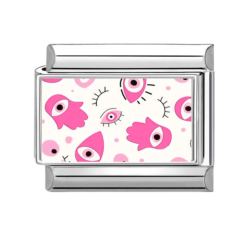 Fashion OVER Love Eyes Fish Colorful Charm Bracelet Fit 9mm Bracelet Stainless Steel Italian Links Making DIY Jewelrys Wholesale Qme Style 15